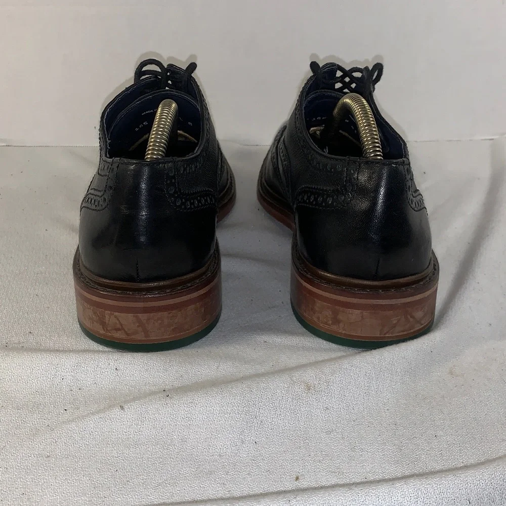 Cole Haan Mens Classic Black Leather Wingtip Oxford Dress Shoes